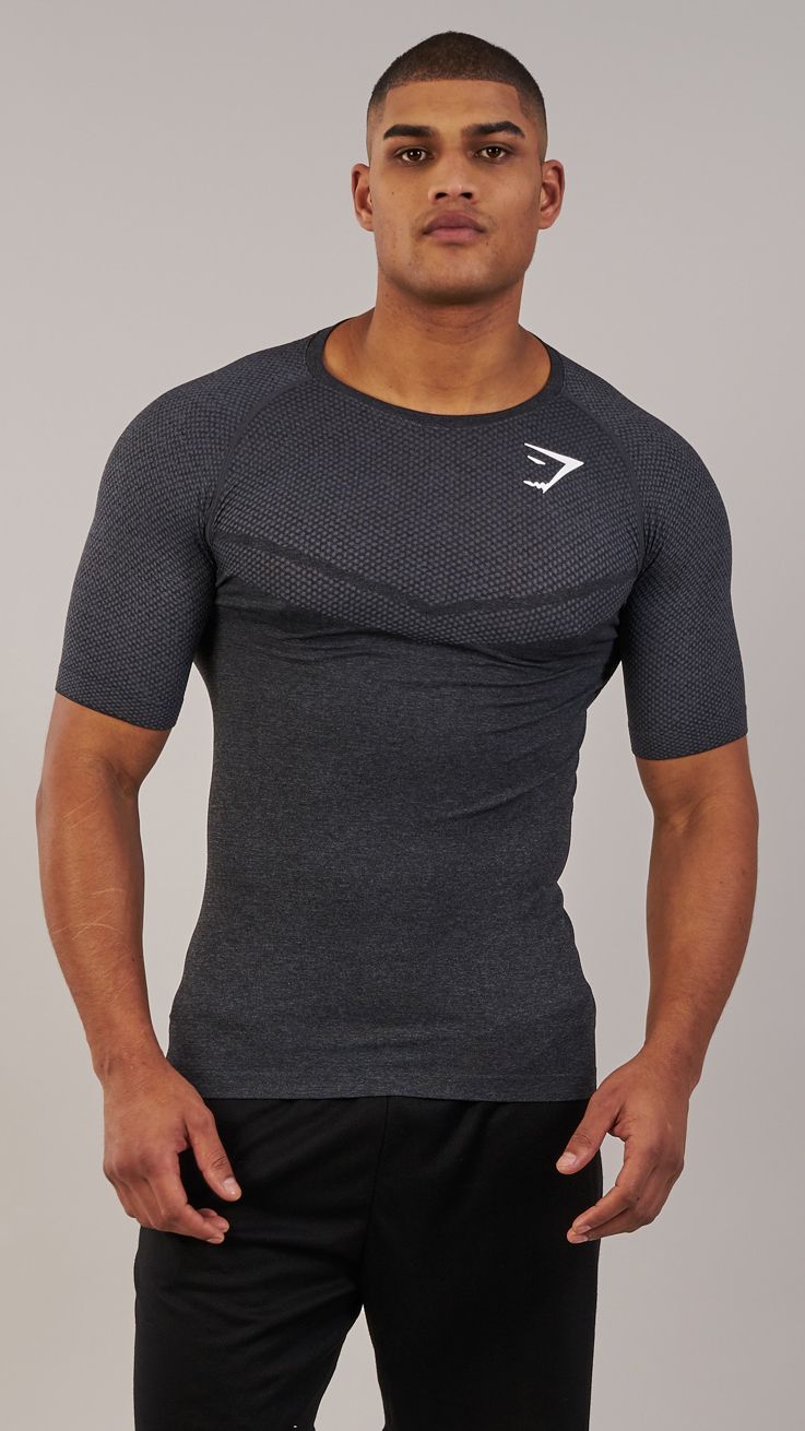 Gymshark Circuit Seamless T-Shirt (Black Marl), Men's Fashion, Activewear  on Carousell