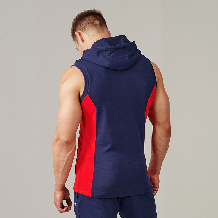 GYMSHARK FIT SLEEVELESS HOODIE – Sapphire Blue – Red (AUTHENTIC) – Brofit